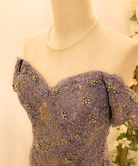 TERANI COUTURE　総レース キャプスリーブ シースドレス　アイリス×ヌード S-Mサイズ