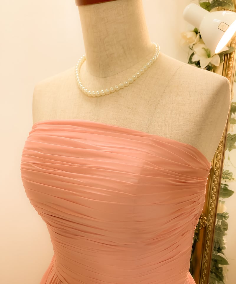 シンプルシフォンベアトップドレス ピンク | Sharon Style シンプルシフォンベアトップドレス ピンク | Sharon Style
