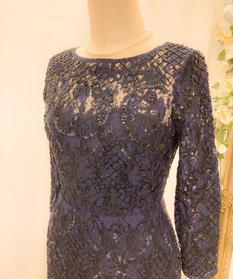 総レース ロングスリーブ ドレス　トワイライト　MLサイズ