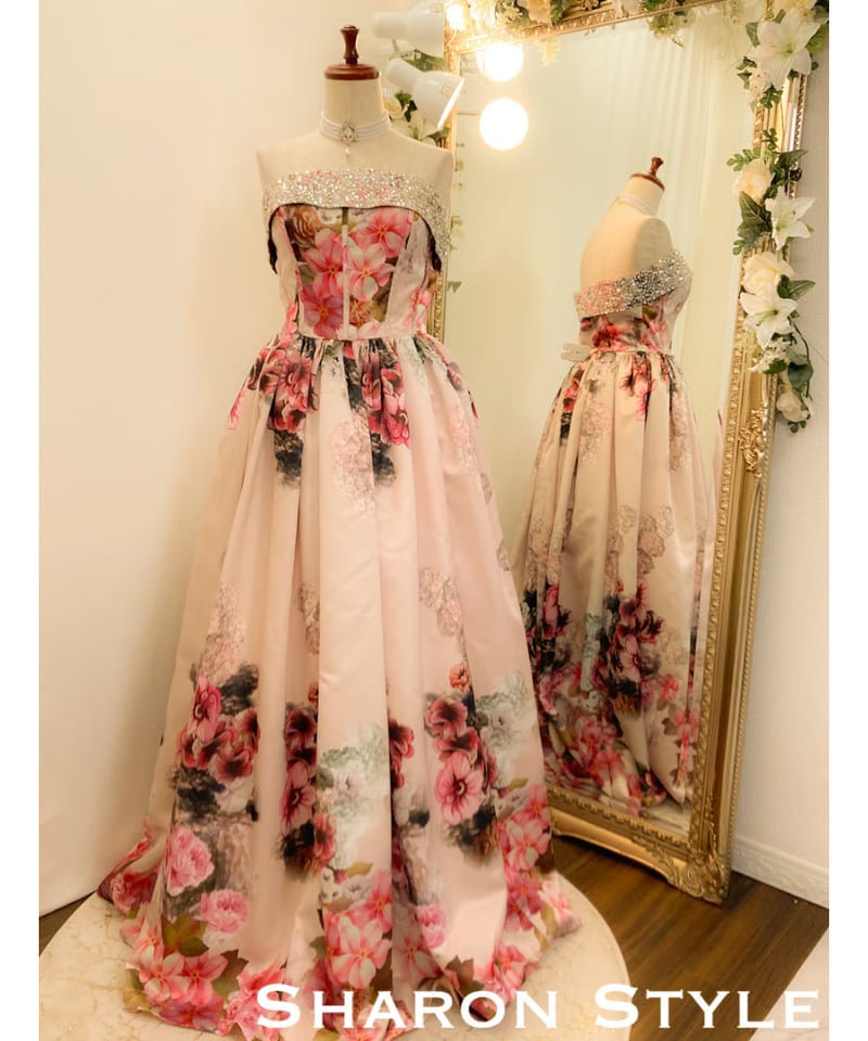 コルセットデザイン ベアトップドレス ピンク | Sharon Style Online Bo