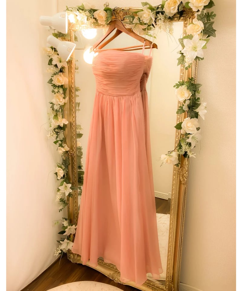シンプルシフォンベアトップドレス ピンク | Sharon Style シンプルシフォンベアトップドレス ピンク | Sharon Style