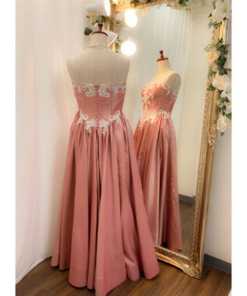 ゴシック調レースベアトップドレス シェルピンク | Sharon Style ゴシック調レースベアトップドレス シェルピンク | Sharon Style