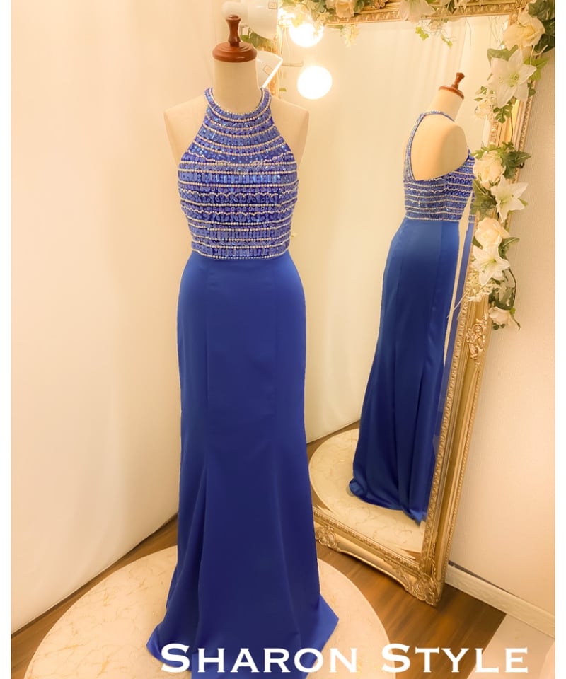 ホルターネック ソフトマーメイド ドレス ロイヤルブルー | Sharon