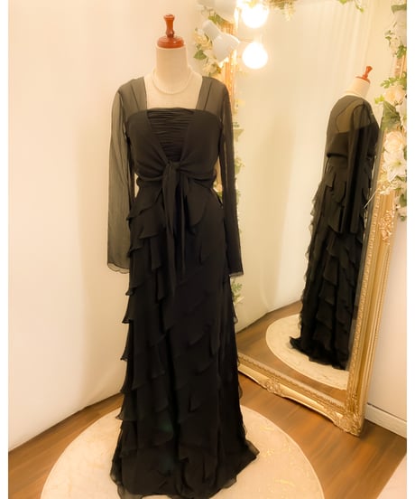 ティアードフリル ボレロ付き ストラップドレス　ブラック　Mサイズ