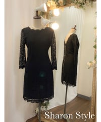 ロングスリーブ総レースワンピース　ブラック　Mサイズ