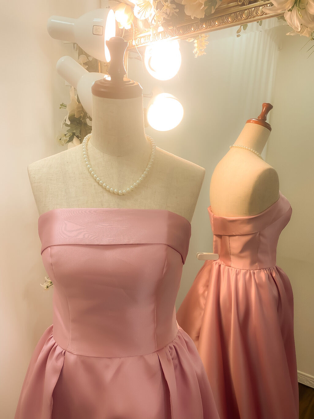 オーバースカート シンプルベアトップドレス キャンディピンク