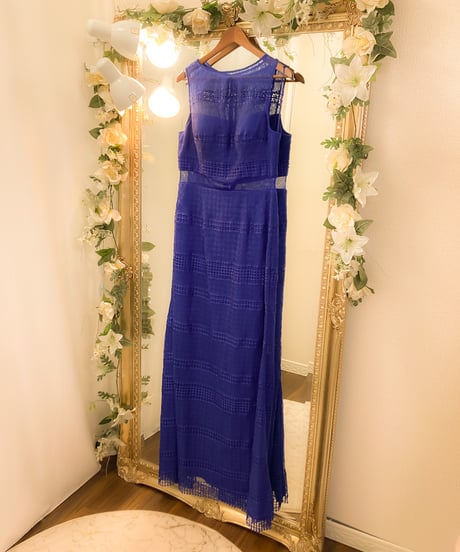 クロシェレース マーメイド スリーブレスドレス　ネプチューンブルー XLサイズ