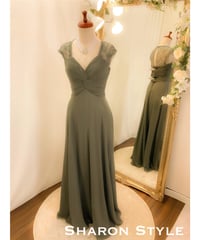シフォン×レース ノースリーブドレス　オリーブグレー　Mサイズ　追記あり