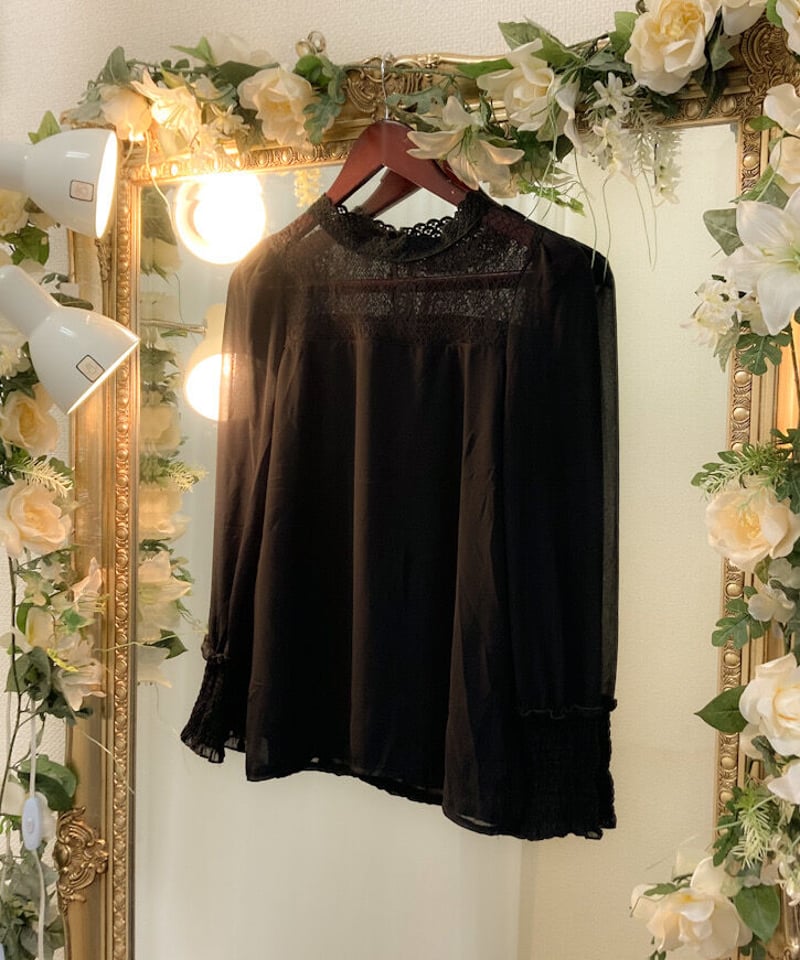 シースルーデコルテ ロングスリーブトップス | Sharon Style Online Bou...
