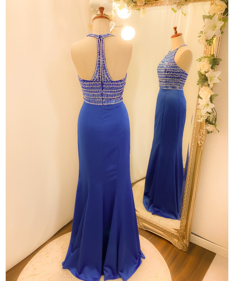 ホルターネック ソフトマーメイド ドレス ロイヤルブルー | Sharon