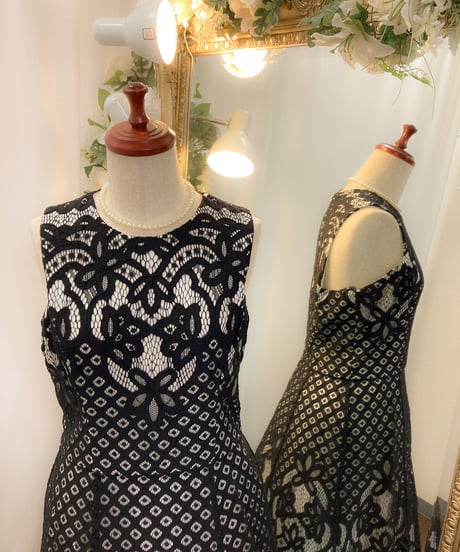 ブラック 総刺繍レース インポートドレス