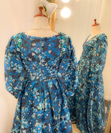 Badgley Mischka　クラシカルスタイル スリーブドレス　アズール
