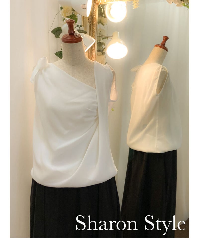 ショルダーリボン ノースリーブトップス | Sharon Style Online Boutique