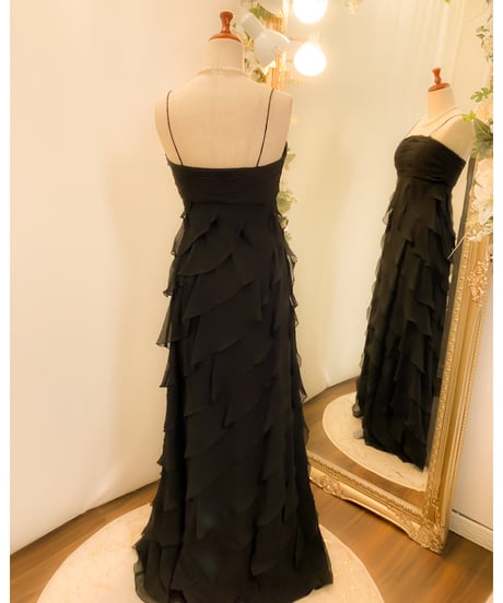 ティアードフリル ボレロ付き ストラップドレス　ブラック　Mサイズ