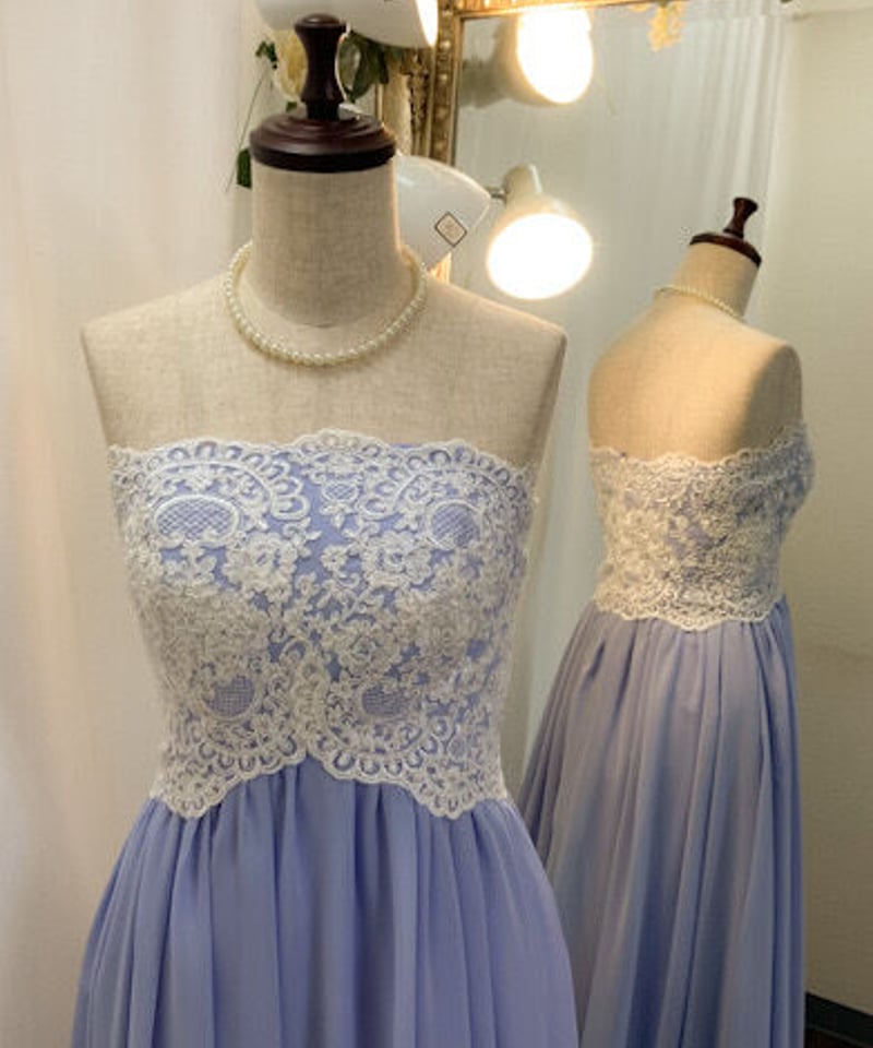 エンパイアライン レースベアトップドレス ミルキーラベンダー