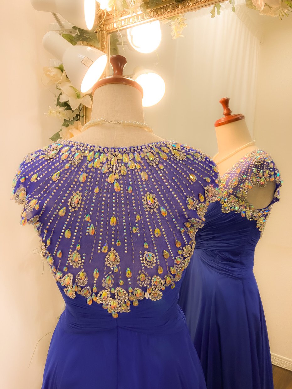 ショールビジューVネックドレス ロイヤルブルー | Sharon Style ショールビジューVネックドレス ロイヤルブルー | Sharon Style