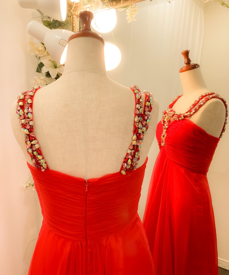 ロビンフッド　赤のビジュー装飾ストラップドレス コラボ商品】東方Project x HoshibakoWorks レミリア・スカーレット