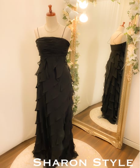 ティアードフリル ボレロ付き ストラップドレス　ブラック　Mサイズ
