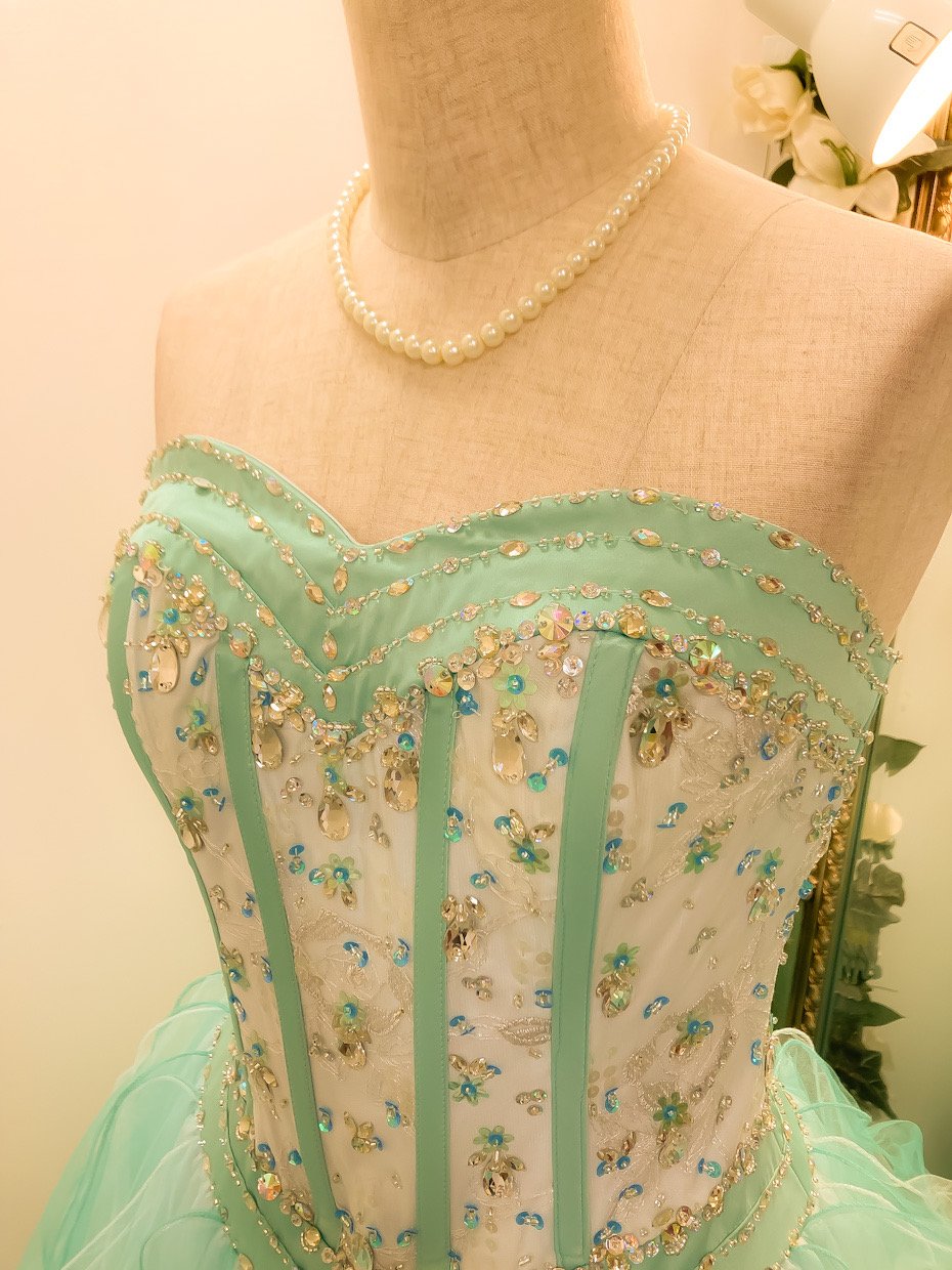 Mac Duggal*ミントグリーンが映える*花柄刺繍*コルセットドレス fit=scale-down,w=1200