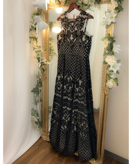 ブラック 総刺繍レース インポートドレス