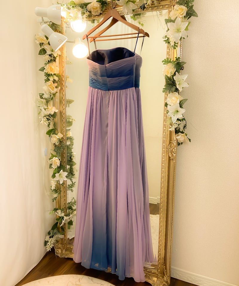 【Rene】カタログ掲載＊TISSUE社　グラデーションドレス　ワンピース　34 シンプルAライン シフォン グラデーションドレス ラベンダー