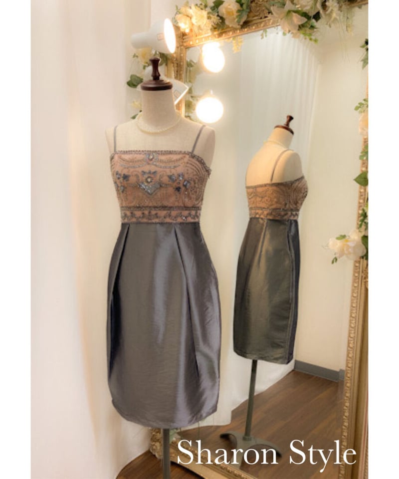 SUE WONG パーティードレス チャコールブラウン | Sharon Style Onli