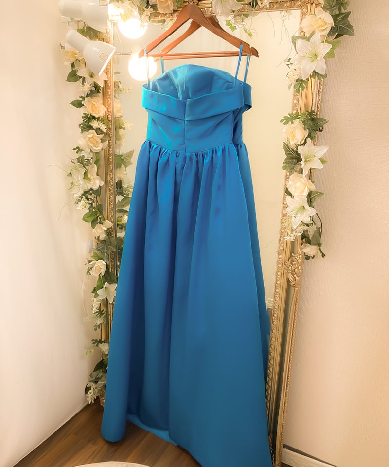 ブルーグラデーションアシンメトリースリップドレス&オーガンジーストールセット ブルーグラデーションアシンメトリースリップドレス