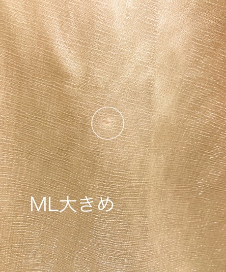 ラウンドVネック サテン Aラインドレス　シャンパン　ML(大きめ)サイズ