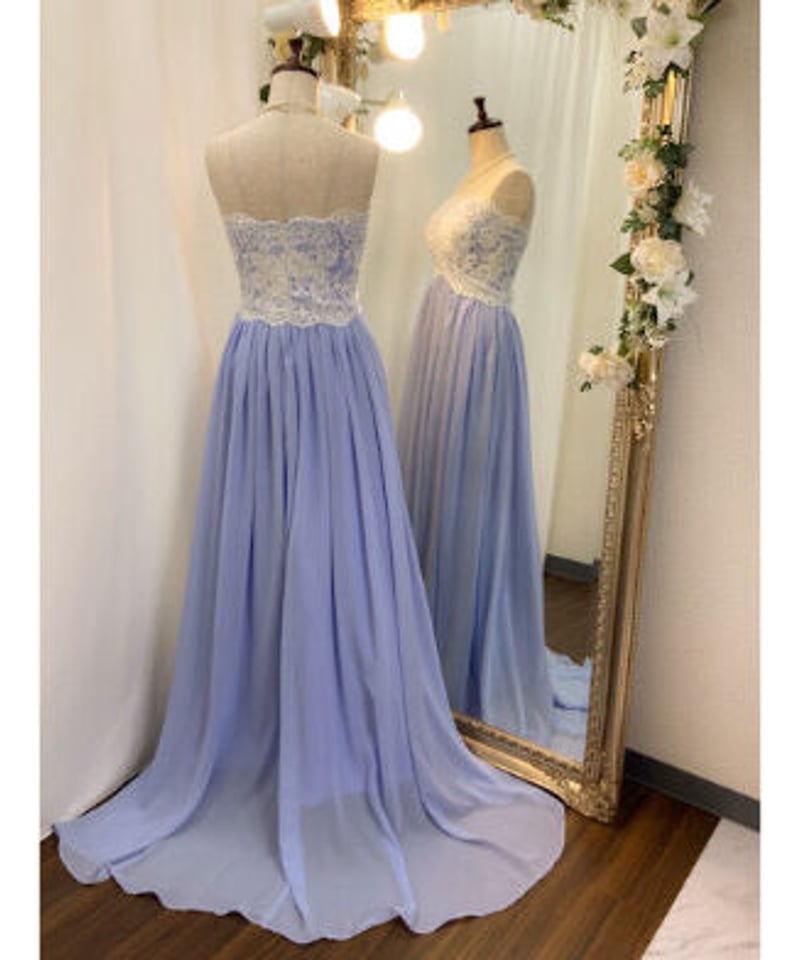 エンパイアライン レースベアトップドレス ミルキーラベンダー