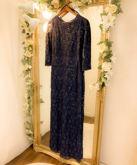 総レース ロングスリーブ ドレス　トワイライト　MLサイズ