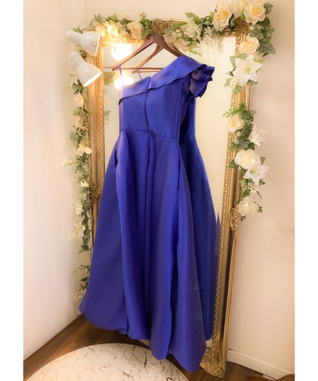 フレアワンショルダー クラシカルドレス　ロイヤルブルー