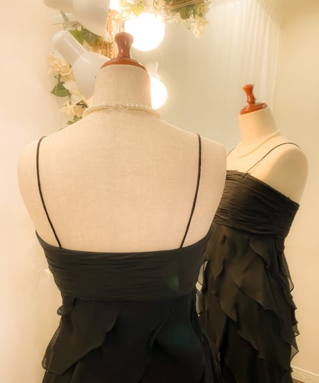 ティアードフリル ボレロ付き ストラップドレス　ブラック　Mサイズ