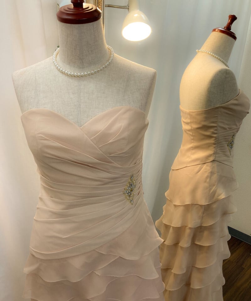 ペタルスタイル ラッフルドレス シャンパンベージュ M大きめ/ML小さめ