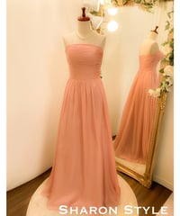 シンプルシフォンベアトップドレス　ピンク