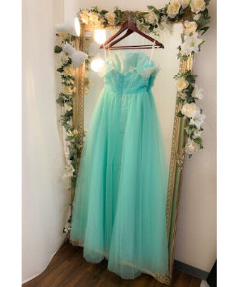 ショルダーレースチュールドレス ミントグリーン | Sharon Style