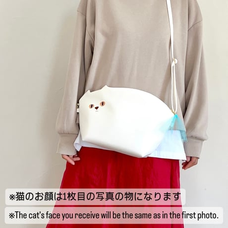 猫バッグ2way2024①白(猫ショルダー,猫クラッチバッグ)