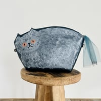 猫バッグ2way2024⑤エキゾブルー(猫ショルダー,猫クラッチバッグ)