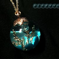 ターコイズと金色珊瑚のネックレス