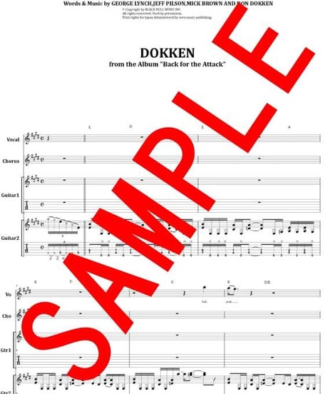ドッケン(DOKKEN) / SLEEPLESS NIGHT ギター・スコア(TAB譜) 楽譜 from68
