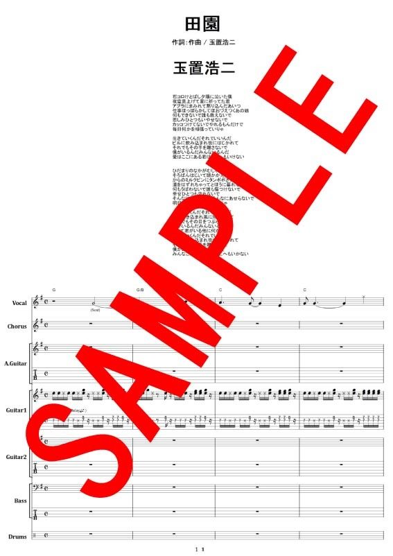 ★楽譜/安全地帯/ライブ/ENDLESS/タブ譜/バンドスコア 玉置浩二 / 田園 バンド・スコア(TAB譜) 楽譜 | from68
