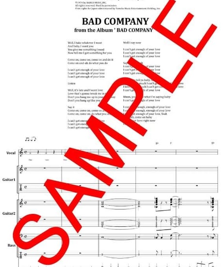 バッド・カンパニー(BAD COMPANY) / CAN'T GET ENOUGH バンド・スコア (TAB譜) 楽譜