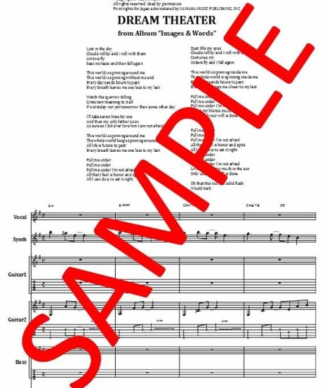 ドリーム・シアター (DREAM THEATER) / PULL ME UNDER　バンド・スコア(TAB譜) 楽譜