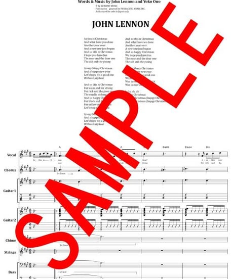 ジョン・レノン(JOHN LENNON) / HAPPY XMAS (WAR IS OVER)  - ハッピー・クリスマス (戦争は終わった) - バンド・スコア(TAB譜) 楽譜 from68