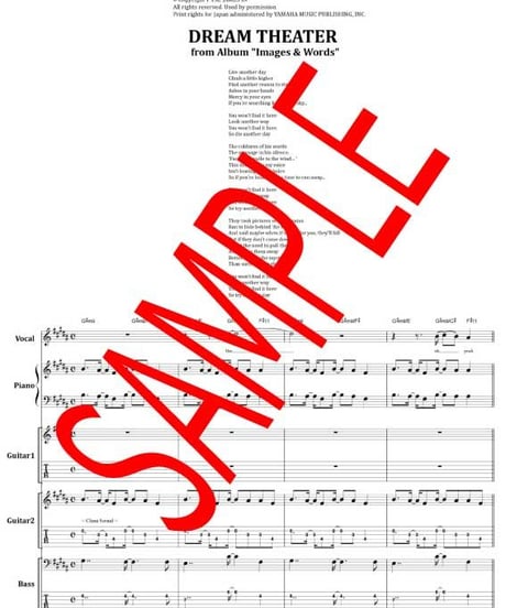 ドリーム・シアター (DREAM THEATER) / ANOTHER DAY バンド・スコア(TAB譜) 楽譜 from68