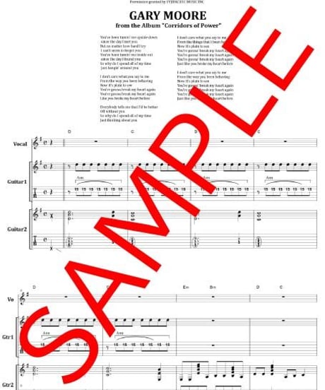 ゲイリー・ムーア (GARY MOORE) / GONNA' BREAK MY HEART AGAIN ギター・スコア(TAB譜) 楽譜