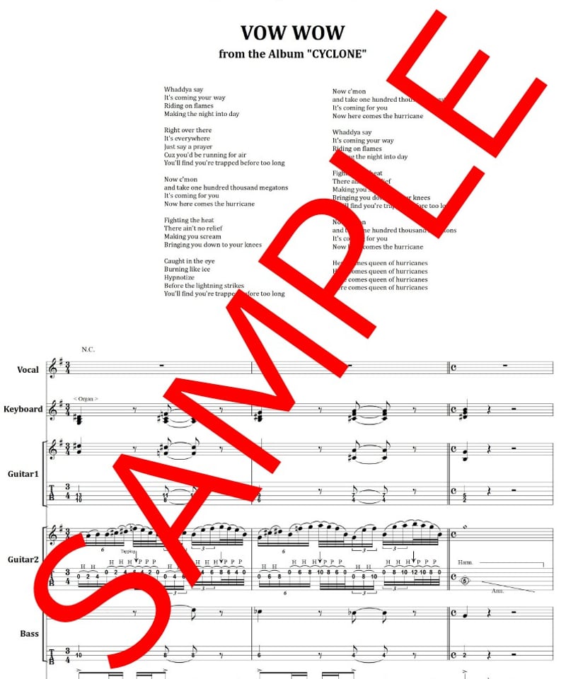 VOW WOW (バウワウ) / HURRICANE バンド・スコア(TAB譜) 楽譜 fro