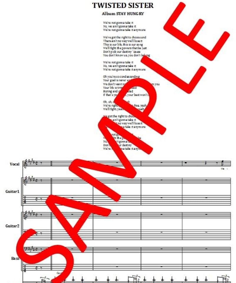 トゥイステッド・シスター/カム・アウト・アンド・プレイ　バンドスコア トゥイステッド・シスター/カム・アウト・アンド・プレイ バンド