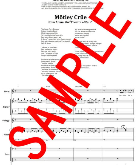 モトリー・クルー(MOTLEY CRUE)  / ホーム・スィート・ホーム( HOME SWEET HOME ) バンド・スコア(TAB譜) 楽譜