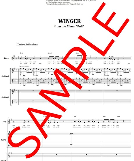 WINGER (ウインガー) / BLIND REVOLUTION MAD バンド・スコア(TAB譜) 楽譜 from68