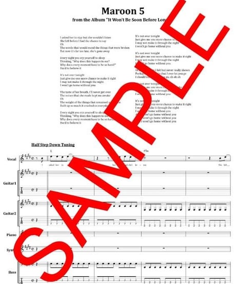 マルーン５(MAROON 5)  / WON'T GO HOME WITHOUT YOU バンド・スコア(TAB譜) 楽譜
